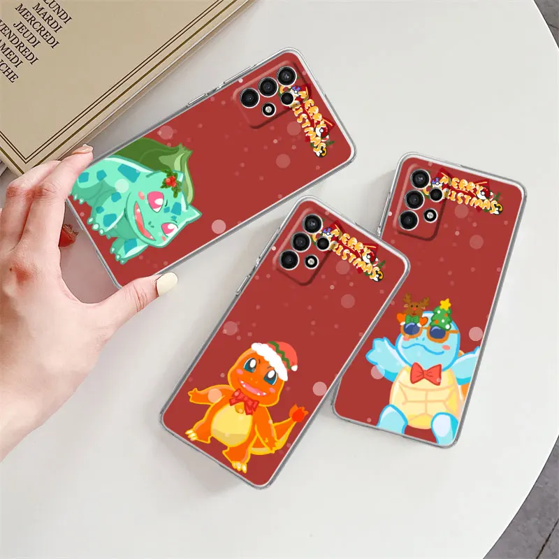 

Phone Case For Samsung Galaxy A52 A51 A12 A21s A71 A32 A22 5G A50 A70 A53 A31 A12 A02s A20 Funda Cover Christmas Pokemon Pikachu