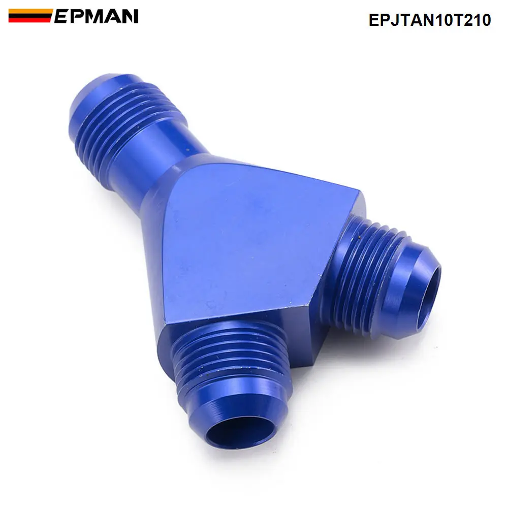 

EPMAN 10AN 3-Way Y Adapters Male Flare Thread Fuel Line Hose Fitting Block Tee Pipe Aluminum Adapter Blue EPJTAN10T210