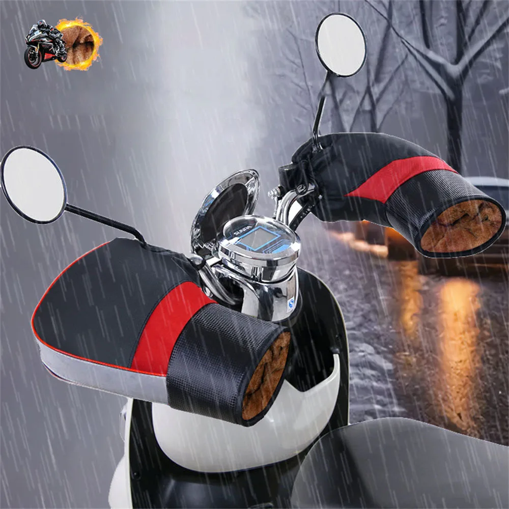 

1 Pair Motorcycle Handlebar Cover Winter Warm Waterproof Gloves Thickened Reflective Handlebar Covers Moto Equipment Accessories