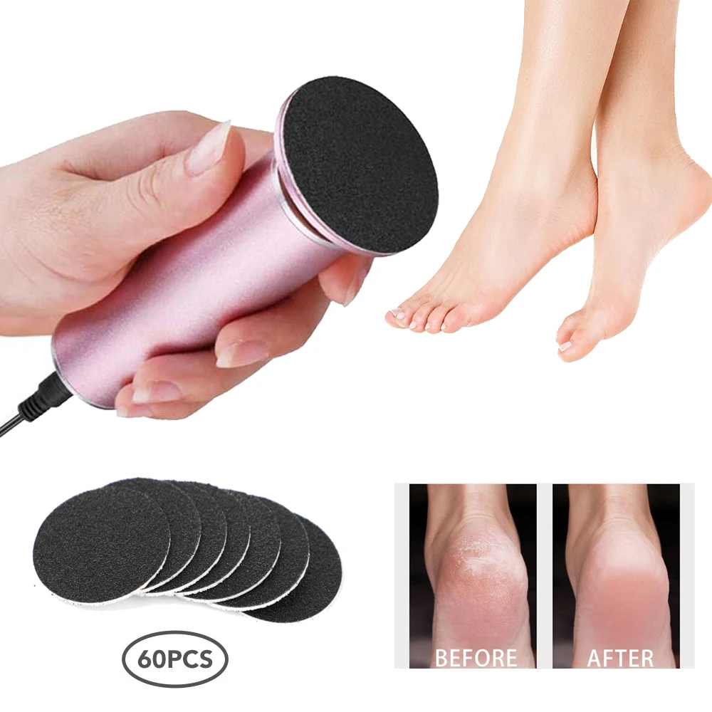 

Electric USB Rechargeable Wireless Electric Foot File Cuticle Callus Remover Machine Pedicure Tools With 60Pcs Sandpaper Disk