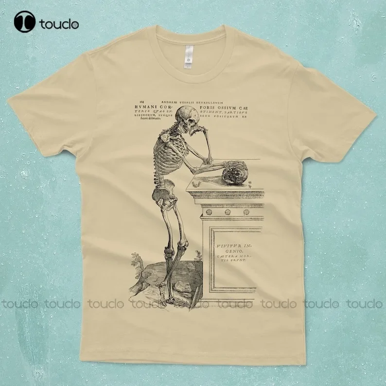 Pondering Skeleton T-Shirt Unisex Skull Tshirt Graphic Tee For Men Men'S And Women'S Gift