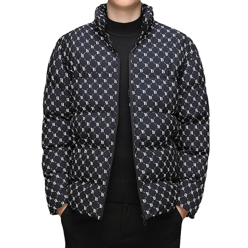 Мужская парка с воротником-стойкой новая зимняя пуховая куртка надписью теплые