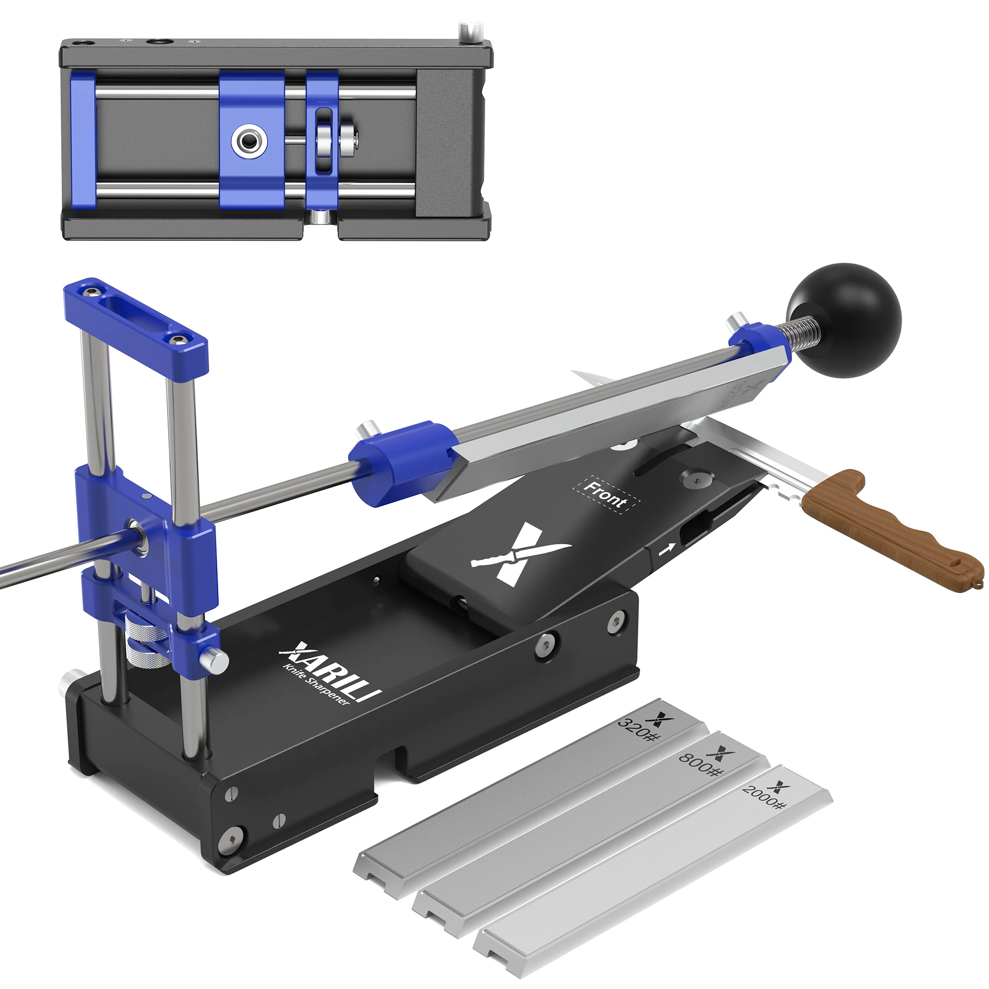 

Складная портативная система заточки ножей, регулируемый набор точилки для ножей с 3-мя алюминиевыми пластинами и бриллиантами