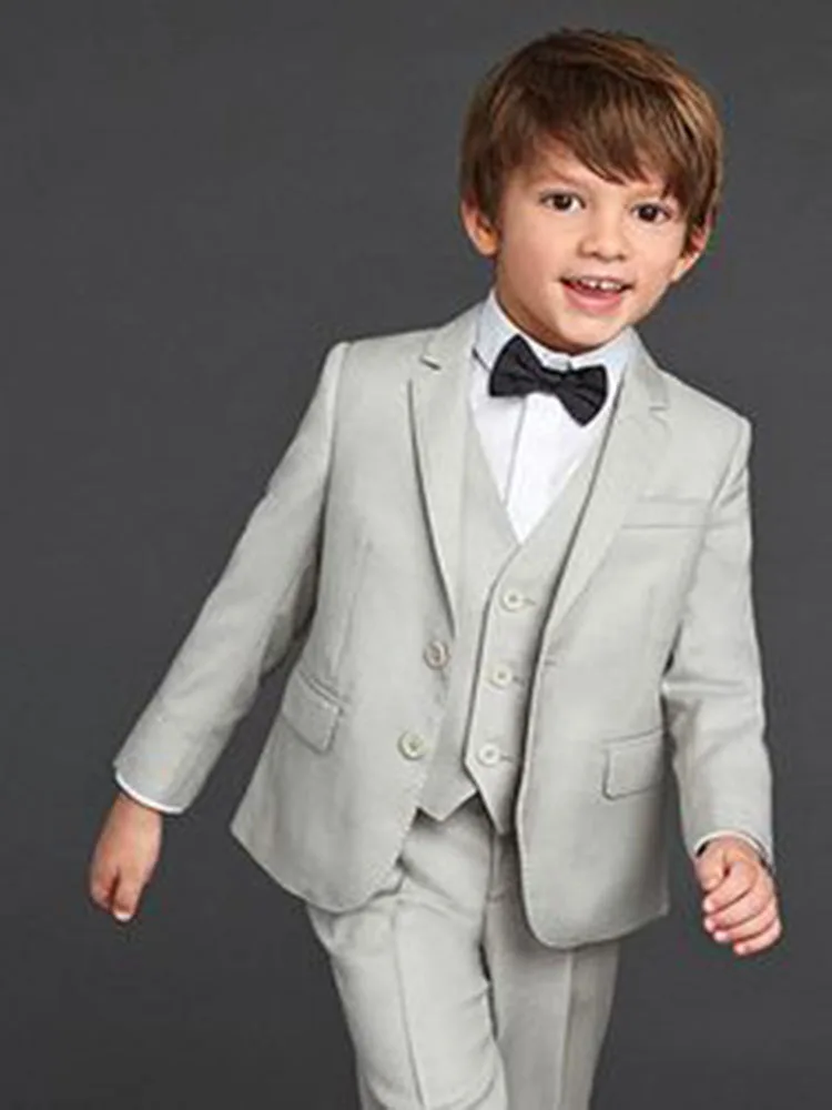 

Boys 3 Piece Suit Slim Fit Suits Elegant Kids Blazer Vest Pants Single Breasted Notched Lapel Jacket Child Performance Tuxedo