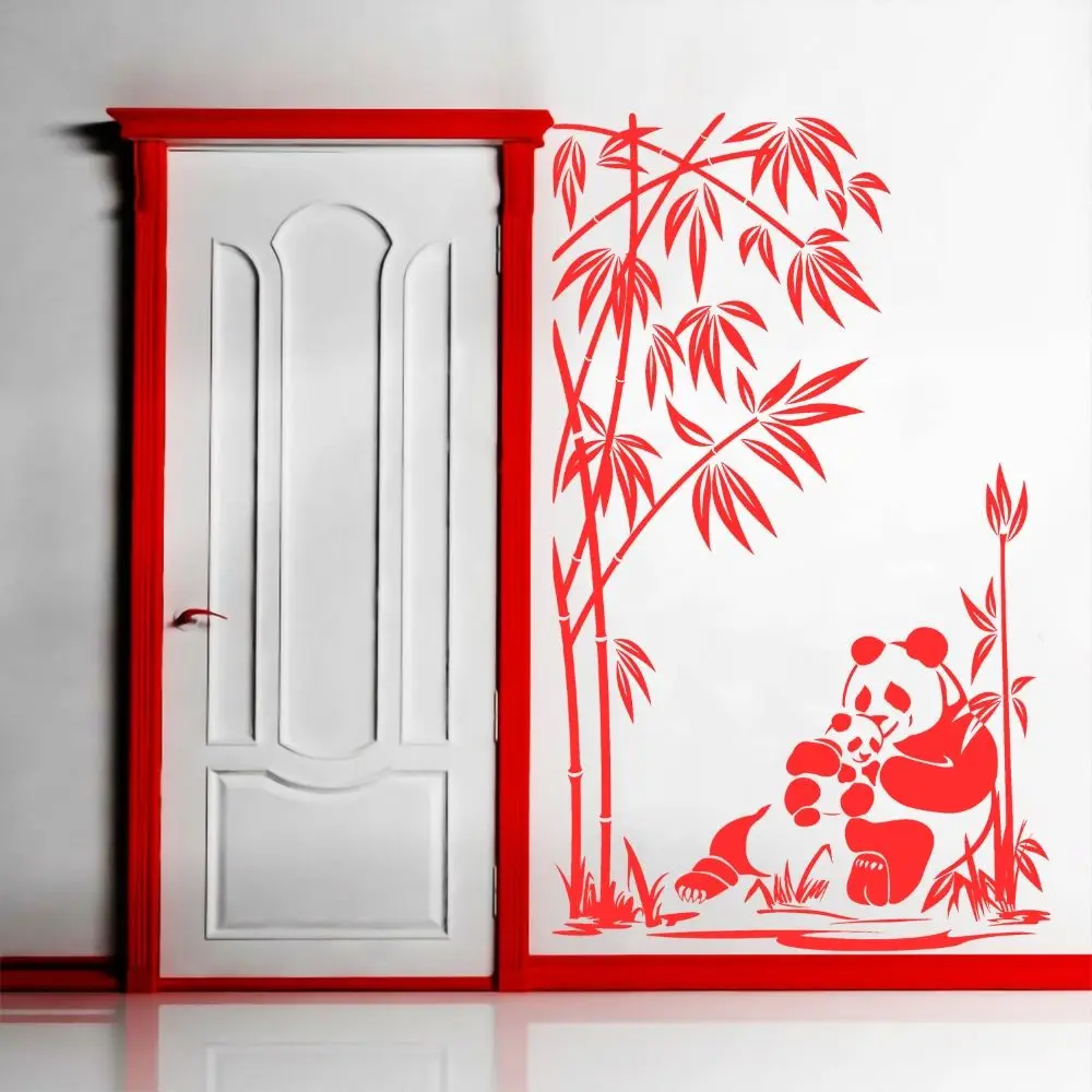Милые панды в бамбуковой искусстве природные деревья украшение для дома и