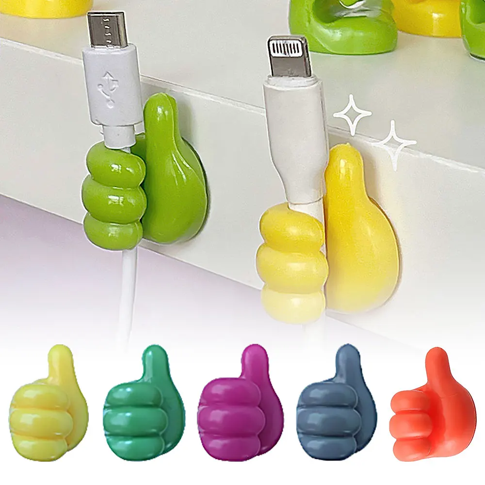 

Thumb Hooks Adhesive Cable Holder Desk Set Self-Adhesive Wall Hook Data Cable Organizer Hanger Multifunctional Clip
