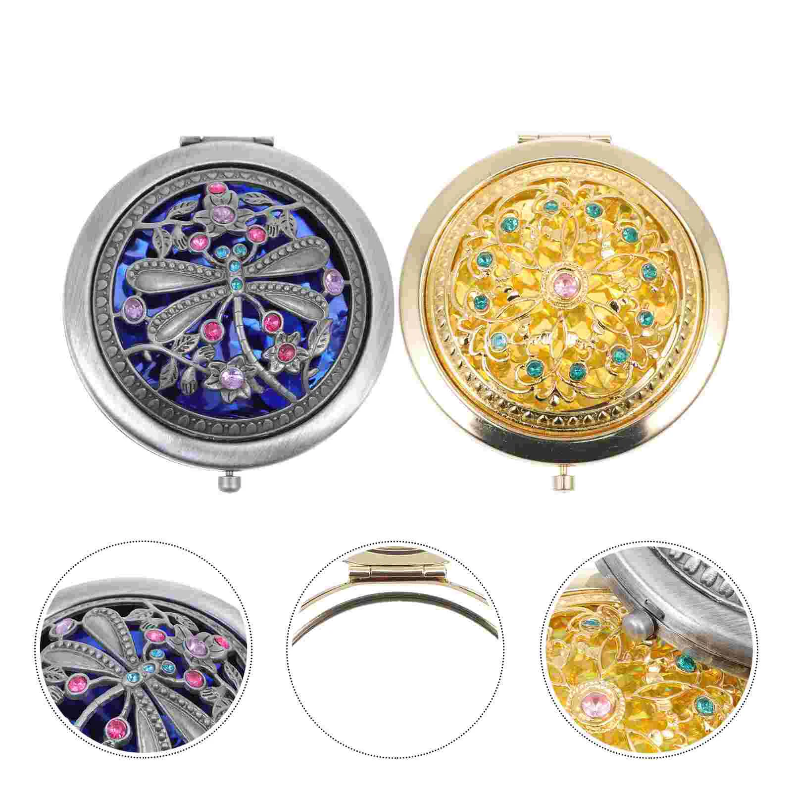 

Mirror Makeup Compact Travel Pocket Portable Purse Sided Mirrors Folding Handheld Mini Fabric Retro Delicate Tool Girl Practical