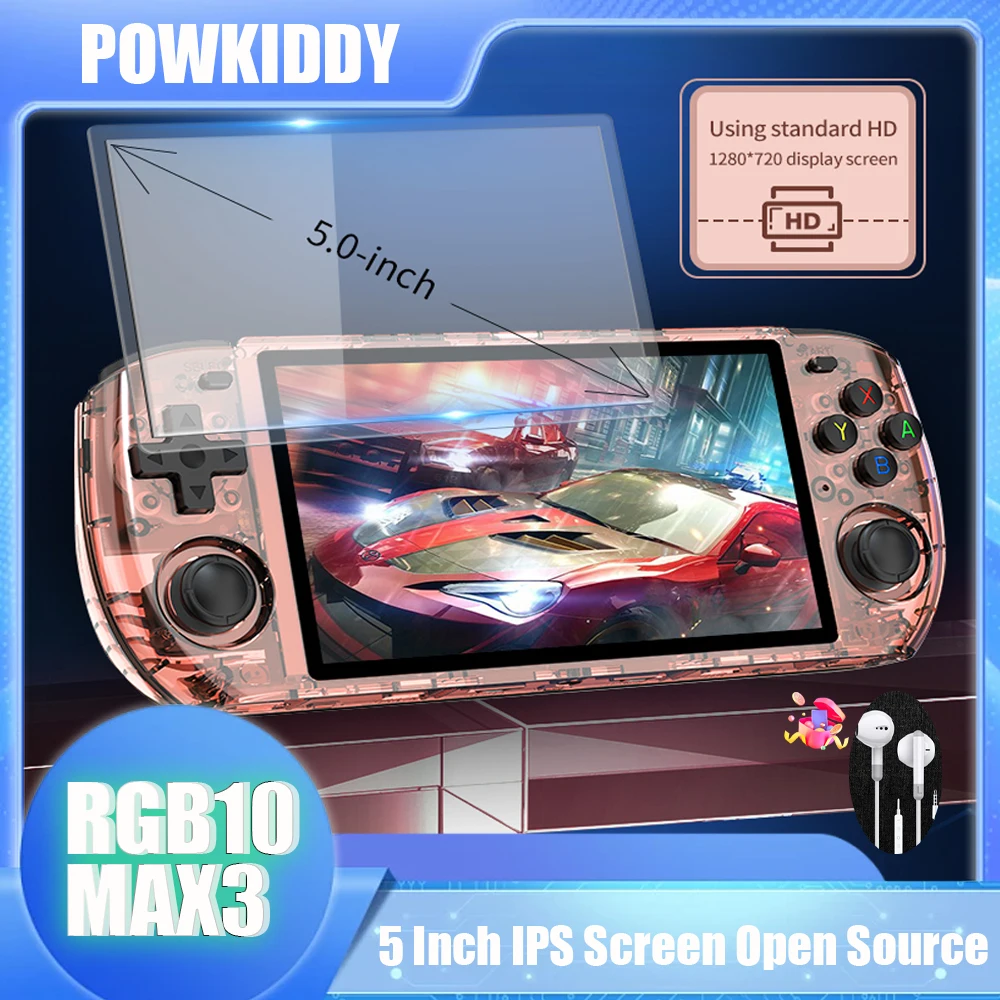 Игровая консоль POWKIDDY RGB10 MAX3 В Стиле Ретро 5-футовый IPS-экран RK3566 HD-видео С Открытым