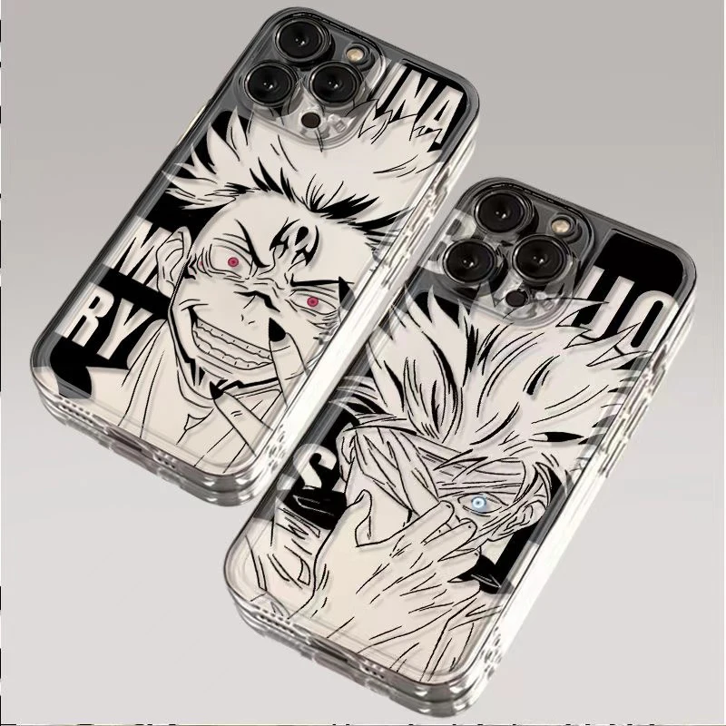 Роскошный черный прозрачный чехол Gojo Satoru Ryomen Sukuna защитный для iPhone 15 13 12 11 14 Pro Max XS XR