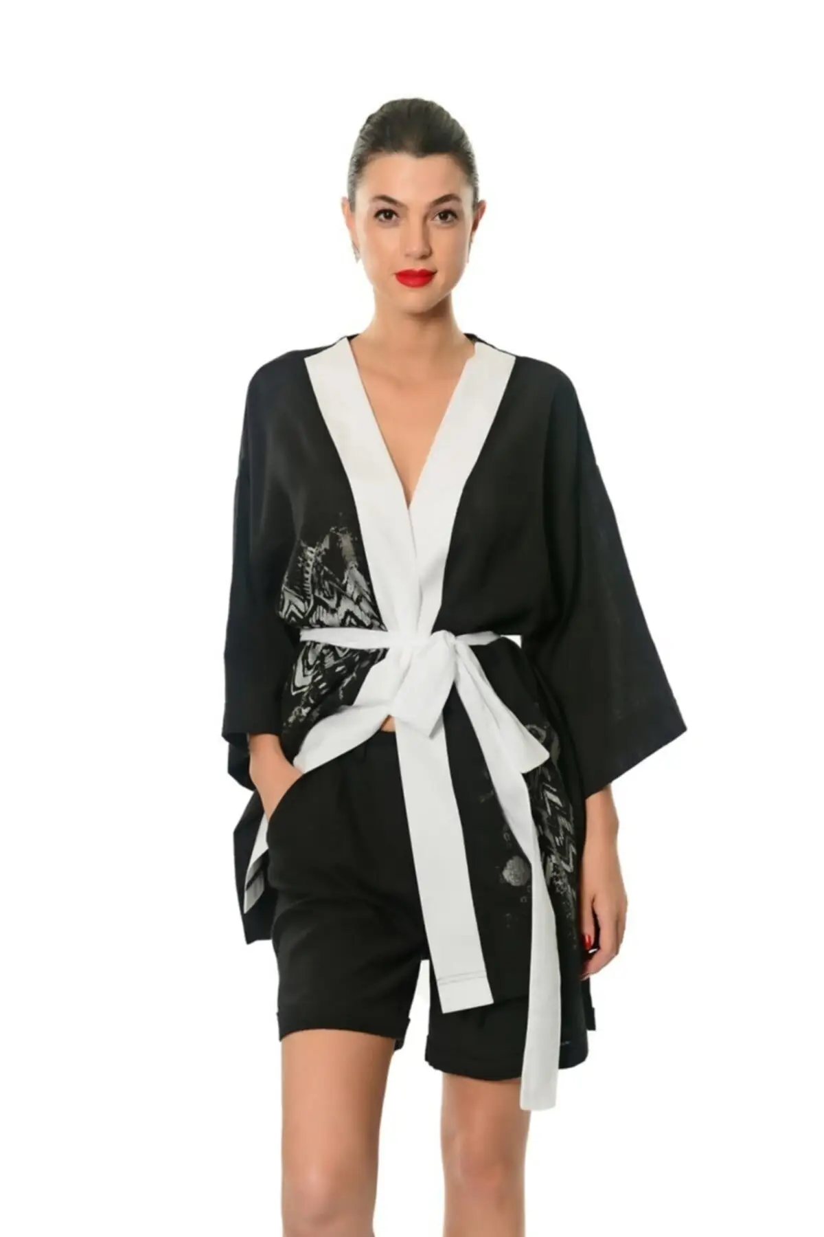 

Женское льняное кимоно Copy-Aysil-черное модное платье, халат, халат, платье, лето 2022