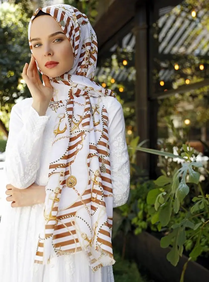 

WOMEN HIJAB SHAWL ACCESSORY SCARF COTTON MEVSİMLİK GIFT TABA ANCHOR