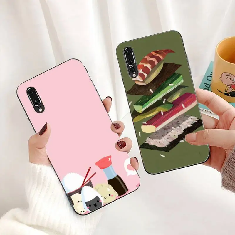 

Funny Japanese Cuisine Sushi Food Phone Case For Huawei G7 G8 P7 P8 P9 P10 P20 P30 P50 Lite Mini Pro P Smart Plus Coves
