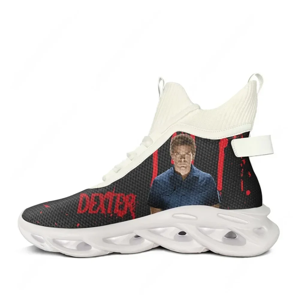 Фото Кроссовки Dexter High Top Flats Sneakers TV Show Morgan, мужские и женские спортивные кроссовки для бега, обувь на шнуровке из сетчатого материала, обувь на заказ №1