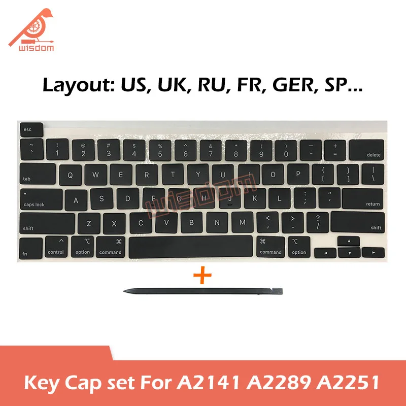 

Клавиатура для ноутбука A2141 A2289 A2251, набор клавиш с колпачками для клавиш Apple Macbook Pro Retina, 13 дюймов, 16 дюймов, сенсорная панель, ремонт клавиатуры 2019, 2020 лет