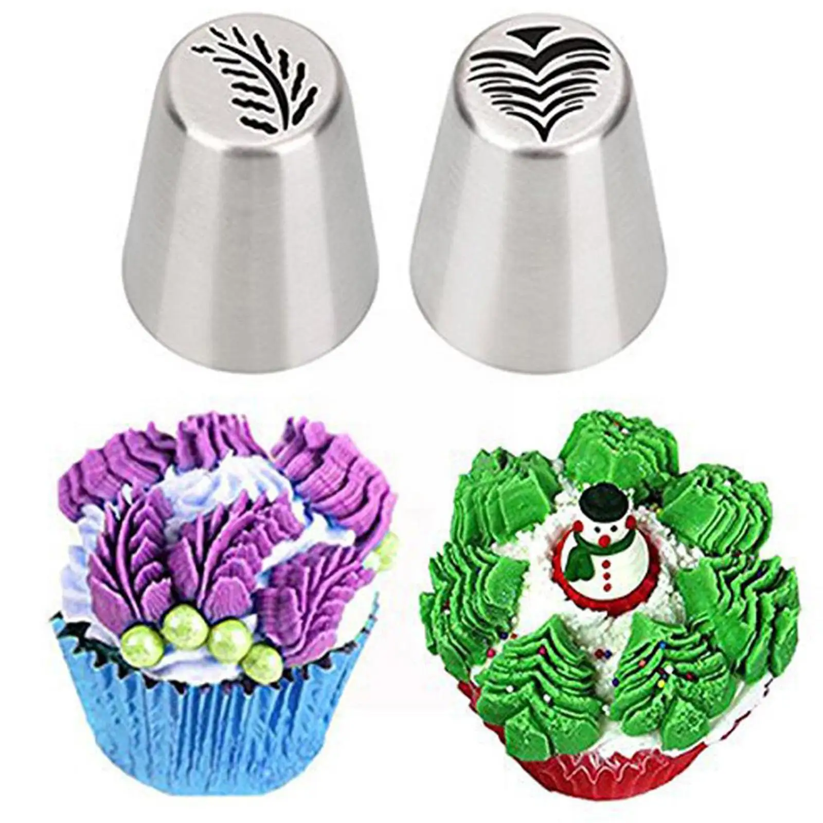 

Christmas Tree 2pcs Decoration Cake Piping Icing Tips Nozzles Pastry Russian Cookie Tools Cupcake Confectionery Baking F8p5