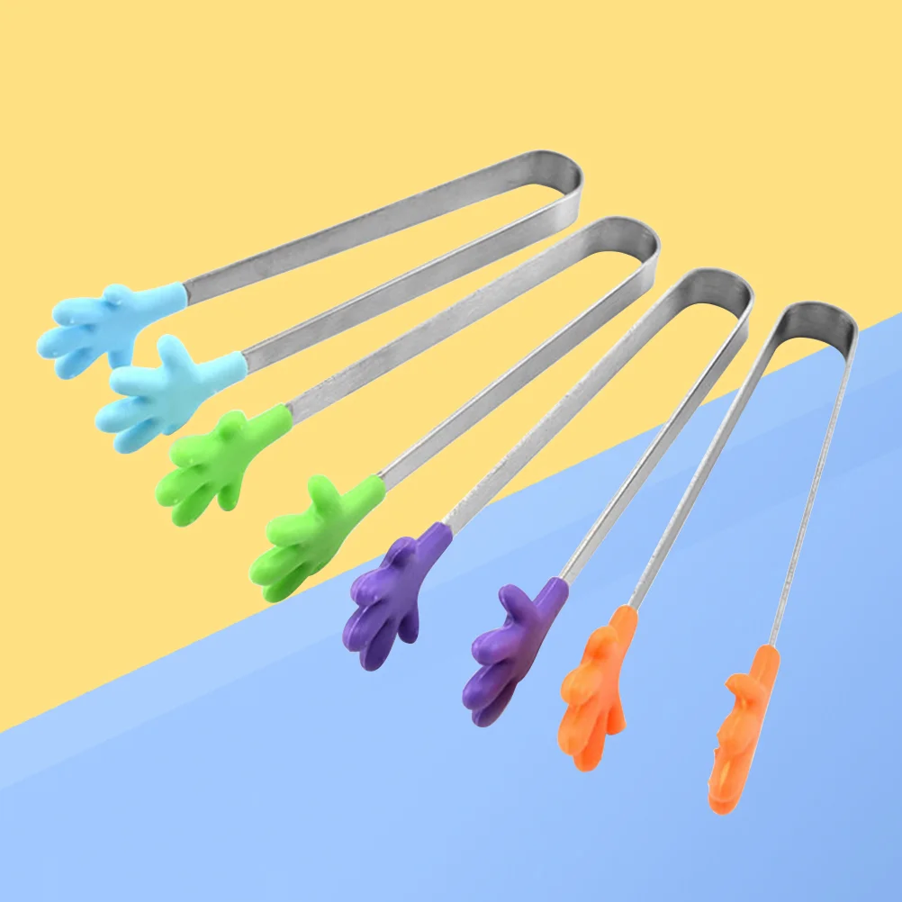 

4pcs Toaster Tong Grill Tongs Silicone Kitchen Tongs Serving Tongs Bread Clip Flipping Tongs
