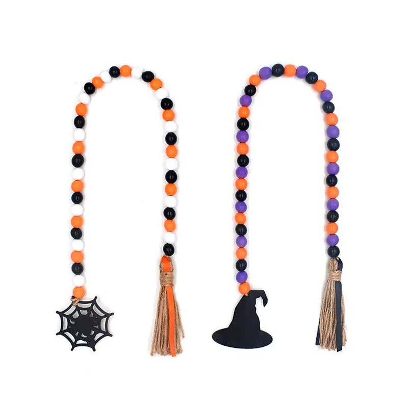 

2pcs Wood Bead Garland With Tassels Farmhouse Beads Rustic Country Decor Kid Room Wall Hanging Ornament Home Decor