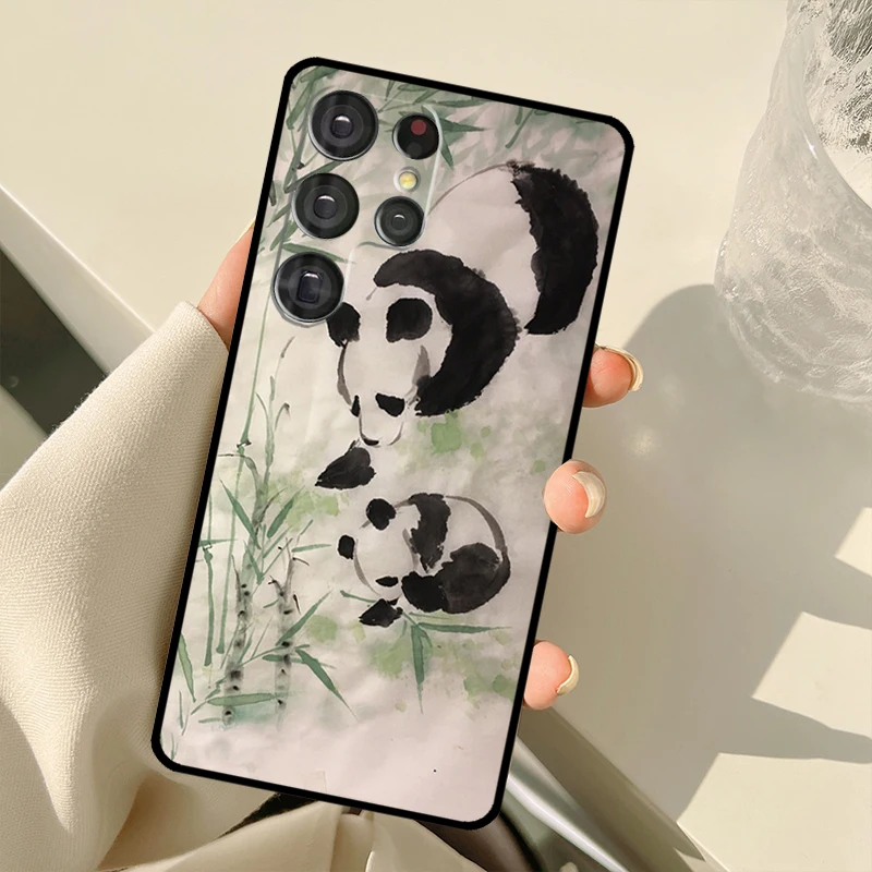 Китайский медвежий чехол для телефона Panda для Samsung Galaxy S20 FE S21 S22 Ultra Note20 Note10 S8 S9 S10 Plus.