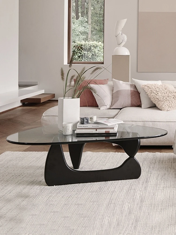 

Light Luxury Triangle Coffee Table Solid Wood Small Apartment Living Room Nordic Glass Creative Coffee Table