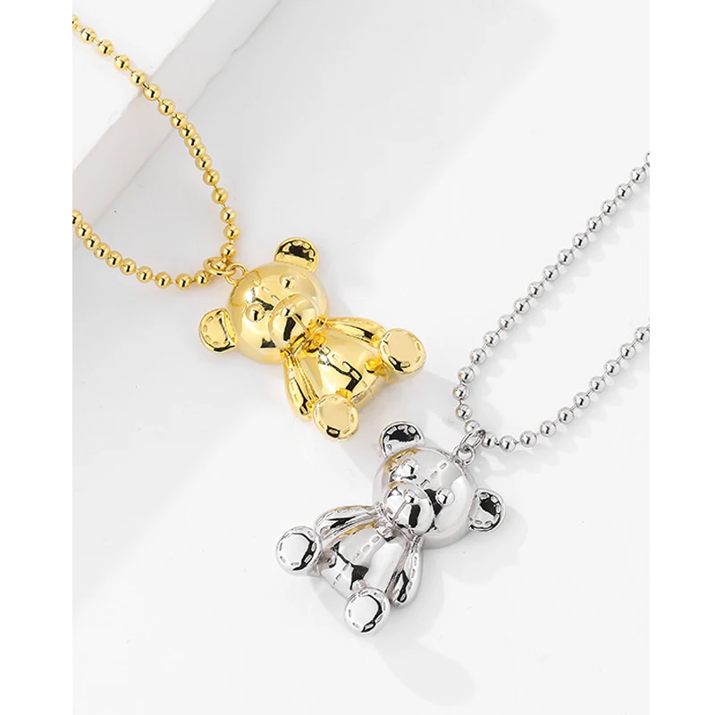 

MLKENLY Original design 925 sterling silver cute bear necklace female pendant spot three-dimensional animal necklace