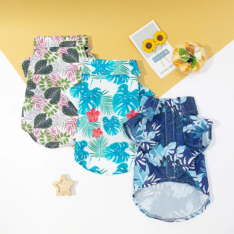 

Spring Summer Pet Clothes Hawaiian Beach Style Dog T-Shirts Clothing For Small Dog Vest Chihuahua Yorkie Costume Puppy Pet Shirt