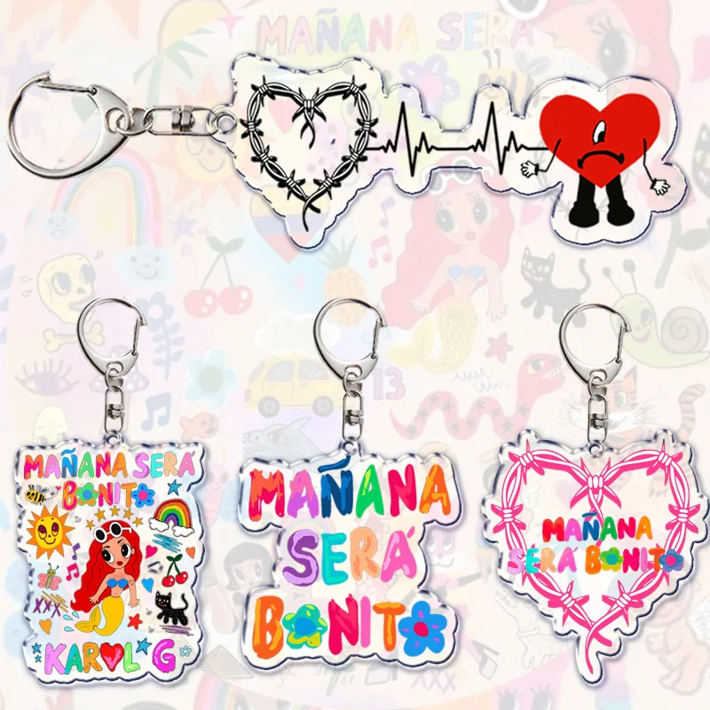 

Popular Karol G Bad Bunny Keychain Un Verano Sin Ti Manana Sera Bonito Bichota Key Chain Cute Bag Pendant Key Ring Keychains