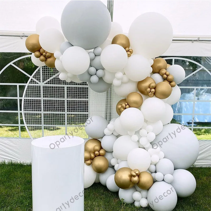 

126Pcs Birthday Party Decoration White Balloon Garland Arch Kit Double Balloons For Wedding Anniversary Decorations Supplies