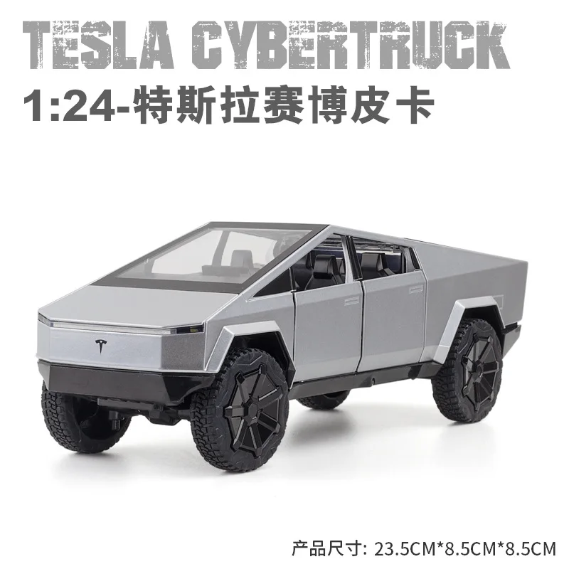 

1:24 Car Toys Model for Tesla Cybertruck 1:24 Alloy Model with Light and Sound Door Open Pull Back Model Best Collection Gift