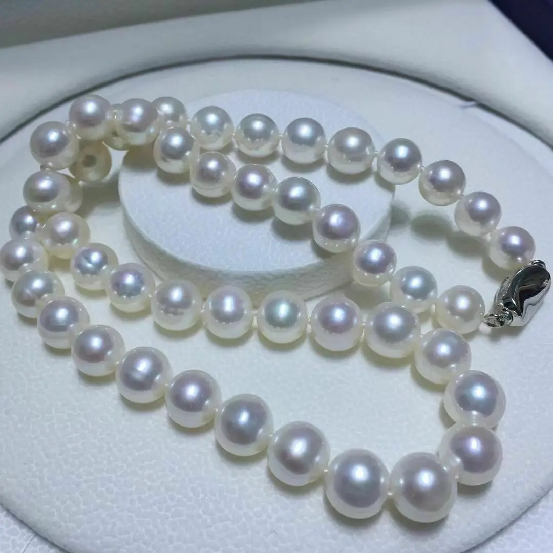 gorgeous set of 10-11mm south sea round white pearl necklace 18inch &bracelet 7.5-8