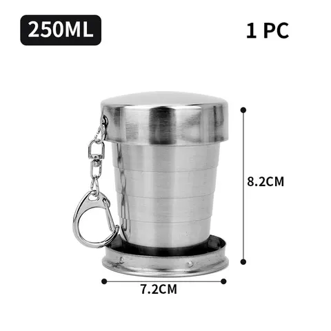 Складная чашка из нержавеющей стали, портативная телескопическая чашка для путешествий, кемпинга, посуда для напитков на улице, складная посуда для напитков 75 мл/150 мл/250 мл