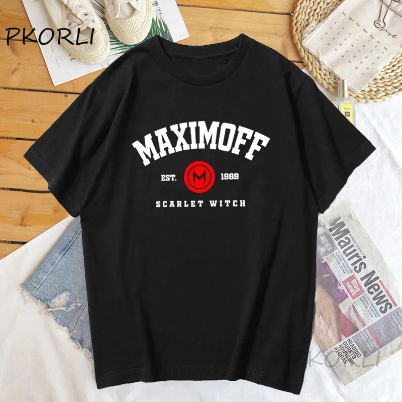 Maximoff Est 1989 T Shirt Women Short Sleeve Wanda Maximoff Tee Shirt Femme Cotton Print Tshirt Harajuku Vintage Womens Clothing
