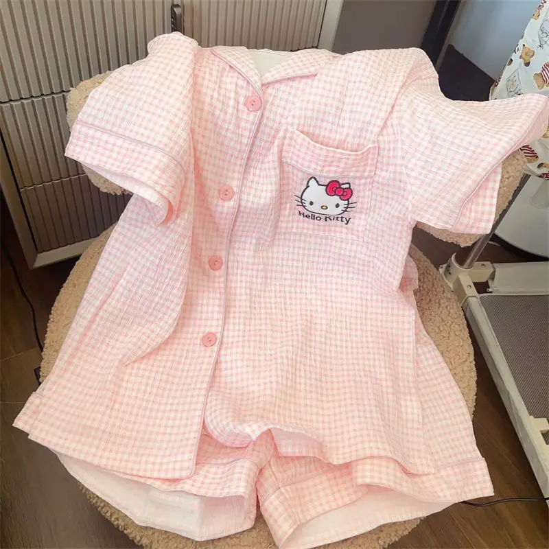 

Hello Kitty Kuromi My melody kawaii cartoon pajamas women's summer new cute short-sleeved outerwear dormitory home clothes set