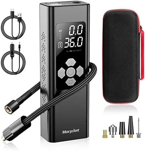 

Tire Inflator Portable Air Compressor, 2X Faster Inflation [7800mAh Battery & 12V DC Cord] Cordless Car Tire with LCD Dual