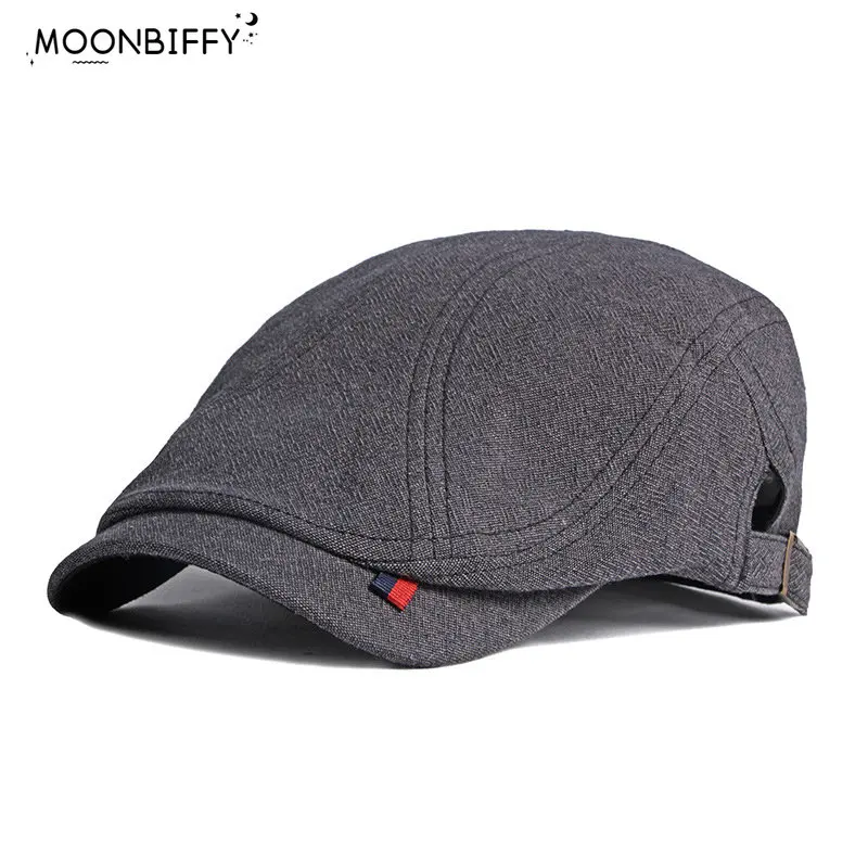 

Casual Beret Hat Men Solid Color Newsboy Cap Long Brim Painter Cap Women Flat Peaked Herringbone Duckbill Hat Gorras Hombre