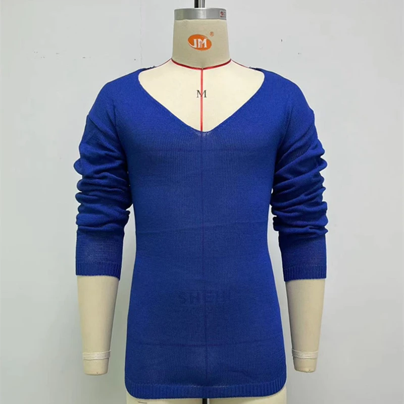 Мужской повседневный Однотонный свитер с V-образным вырезом сезон весна-лето