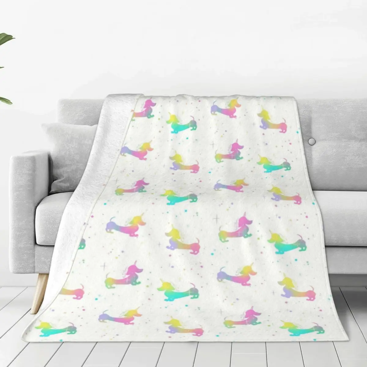 

Unicorn Dachshund Blanket Velvet Decoration Cute Multifunction Super Soft Throw Blankets for Bedding Office Bedding Throws