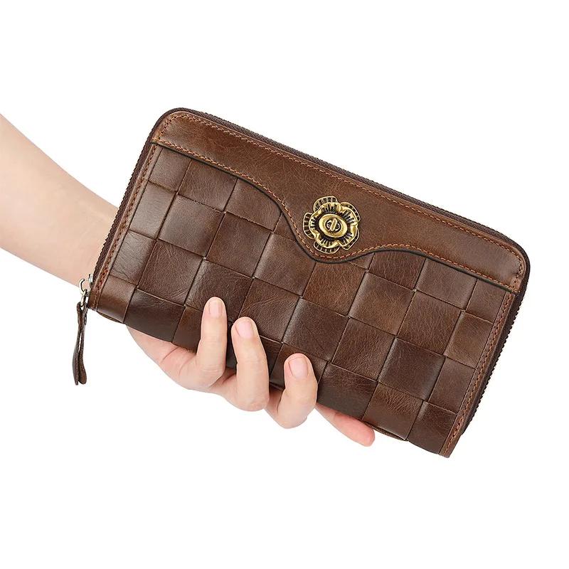 Women's	Genuine Leather Wallet Long Fashion Purse with Zipper Card Holder Coins Bag Luxury Wallets Clutch Dropshipping
