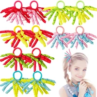 2 pcspair colorful curler ribbon hair bands cute kids hair ties girls elastic hair rubber band rings accessories for children