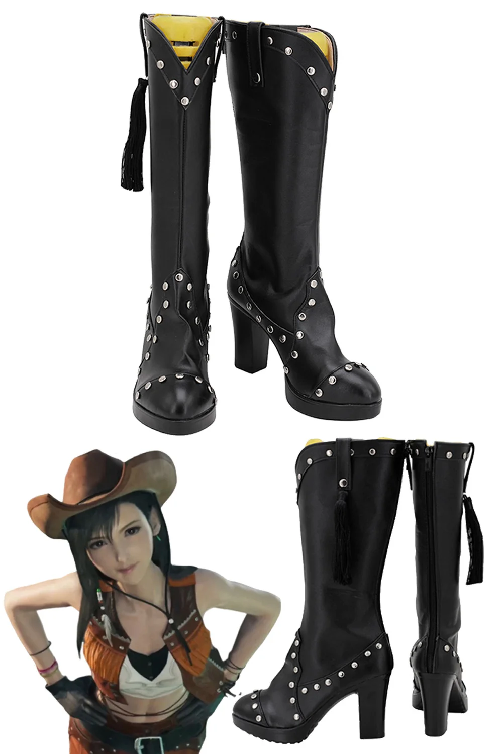 Туфли для косплея Fantasia Cowboy Tifa Lockhart Аксессуары костюма Фэнтези VII Хэллоуина