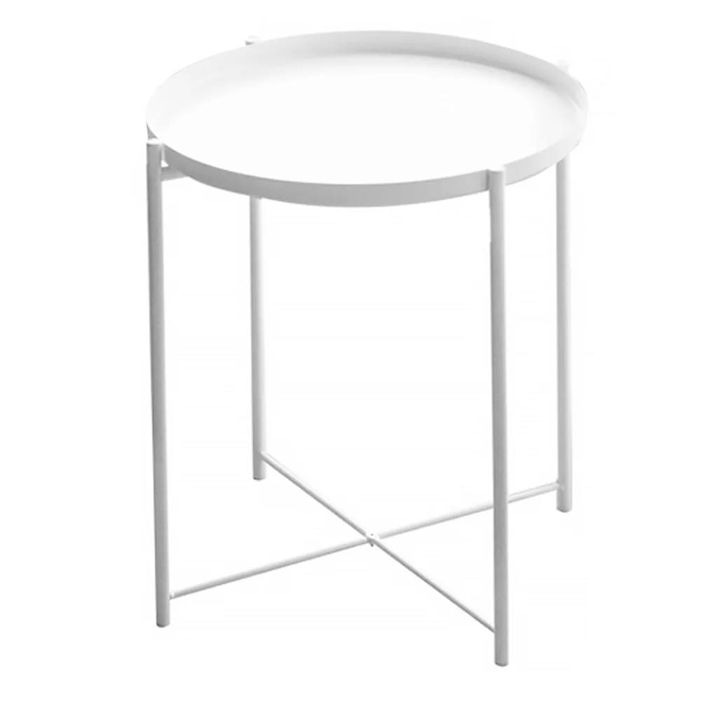 

Metal Round Side Table Coffee Small Sofa Table with Removable Tray for Living Room Bedroom Balcony, Mattee Black