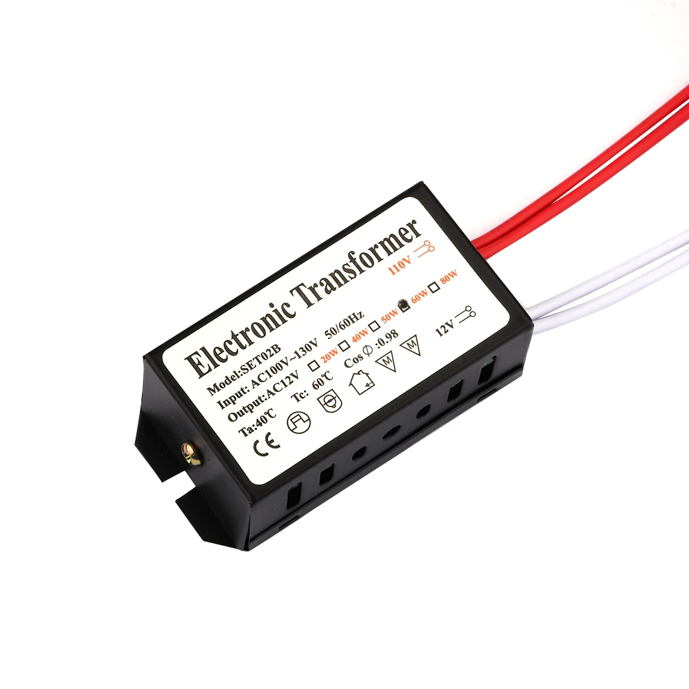 

Halogen Lamp Electronic Transformer 60W 160W Watt output 110V Volt Input 12 Volt Output Potted Transformer