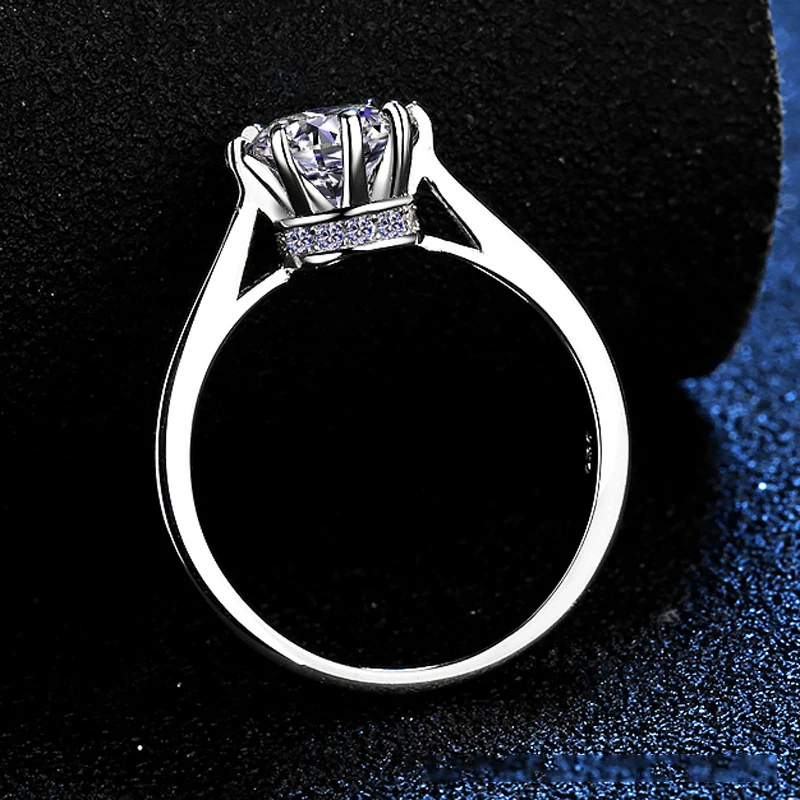 

Real Moissanite 8 Prong Ring 1CT Hexagram Star Round Cut Diamond 925 Sterling Silver Platinum Plated For Gift