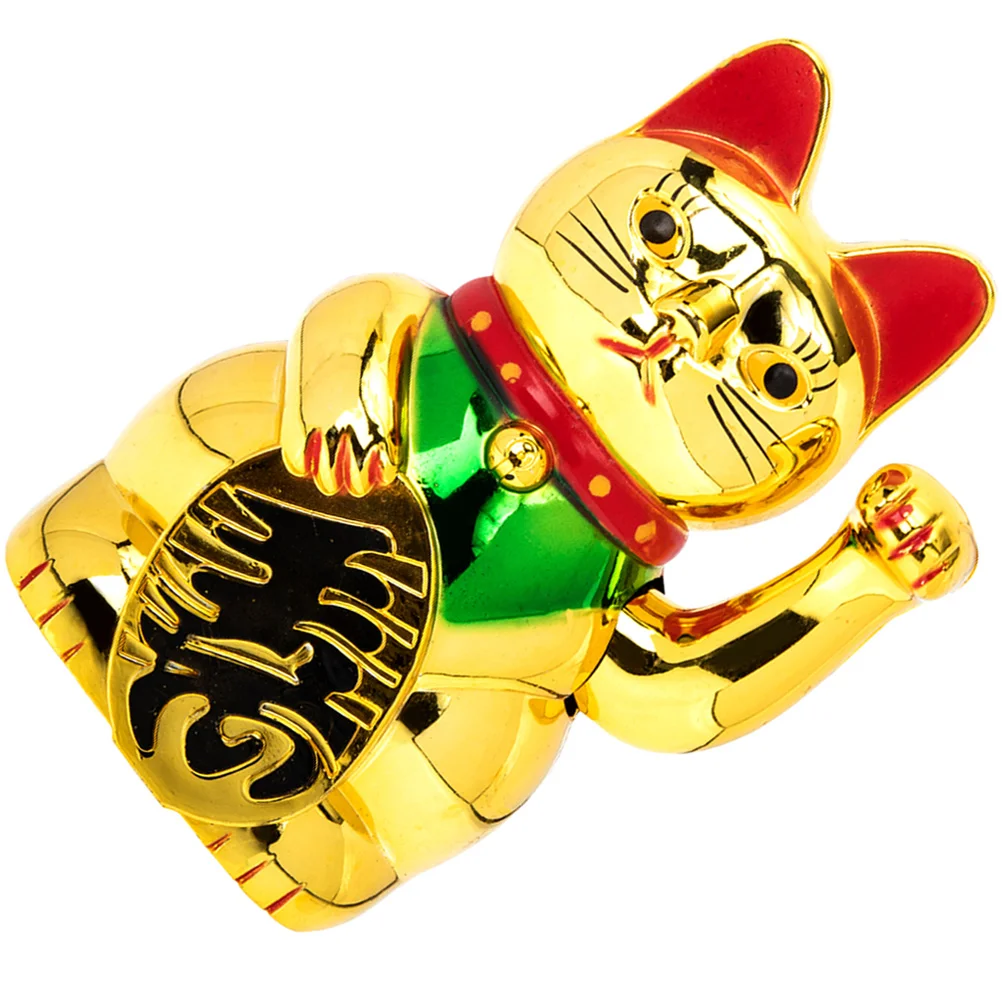 

Wealth Cat Shaped Ornament Desktop Waving Paw Fortune Cat Figurine Ornament No