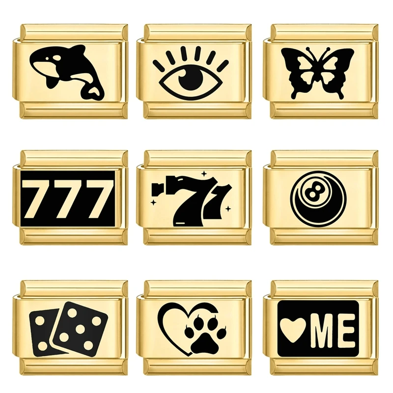 Шарм 2024 подарки золотой цвет с принтом бабочки звезды итальянские шармы звенья