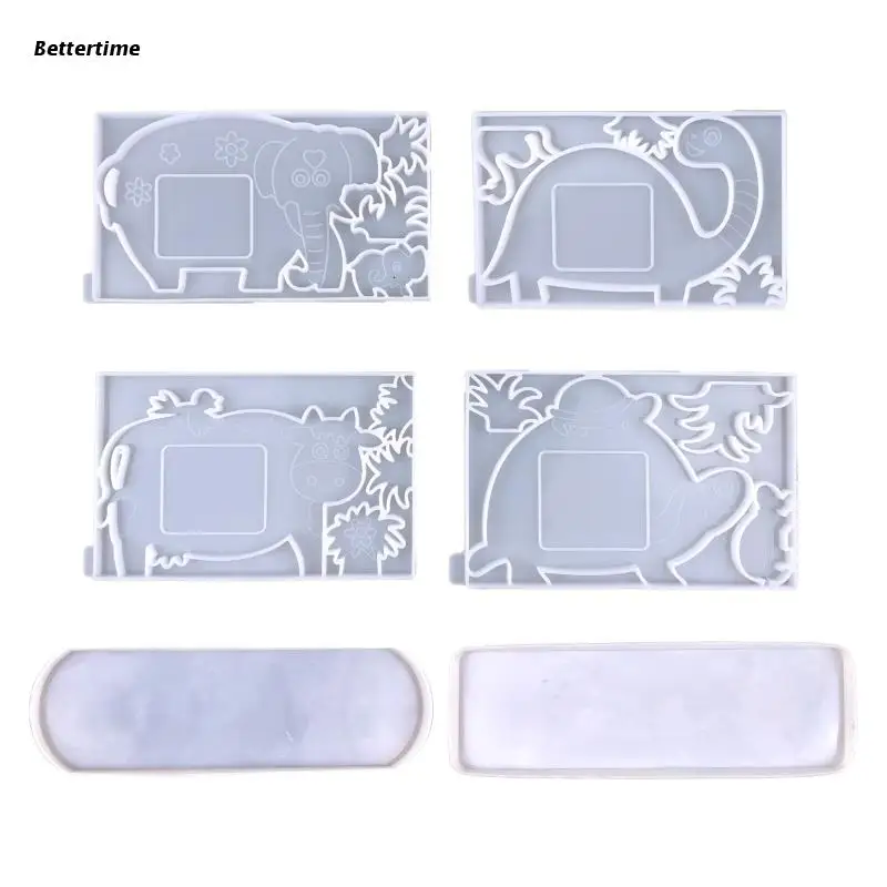 

B36D Dinosaur Turtle Photo Frame Mold Epoxy Glue Silicone Mold Table Ornament Mold