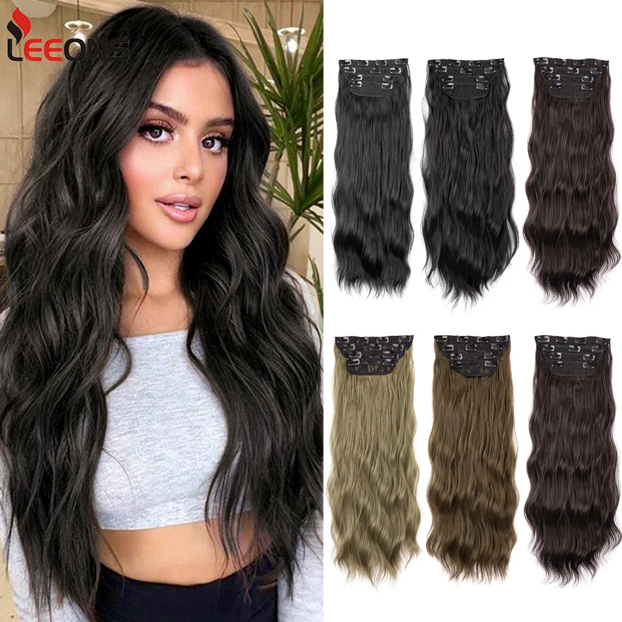 

Thick Hair Extensions 11 Clip Ins For Women 20 Inch Full Head Curly Wavy Clip In On Hair Body Wave Hair Pieces For DIY Black