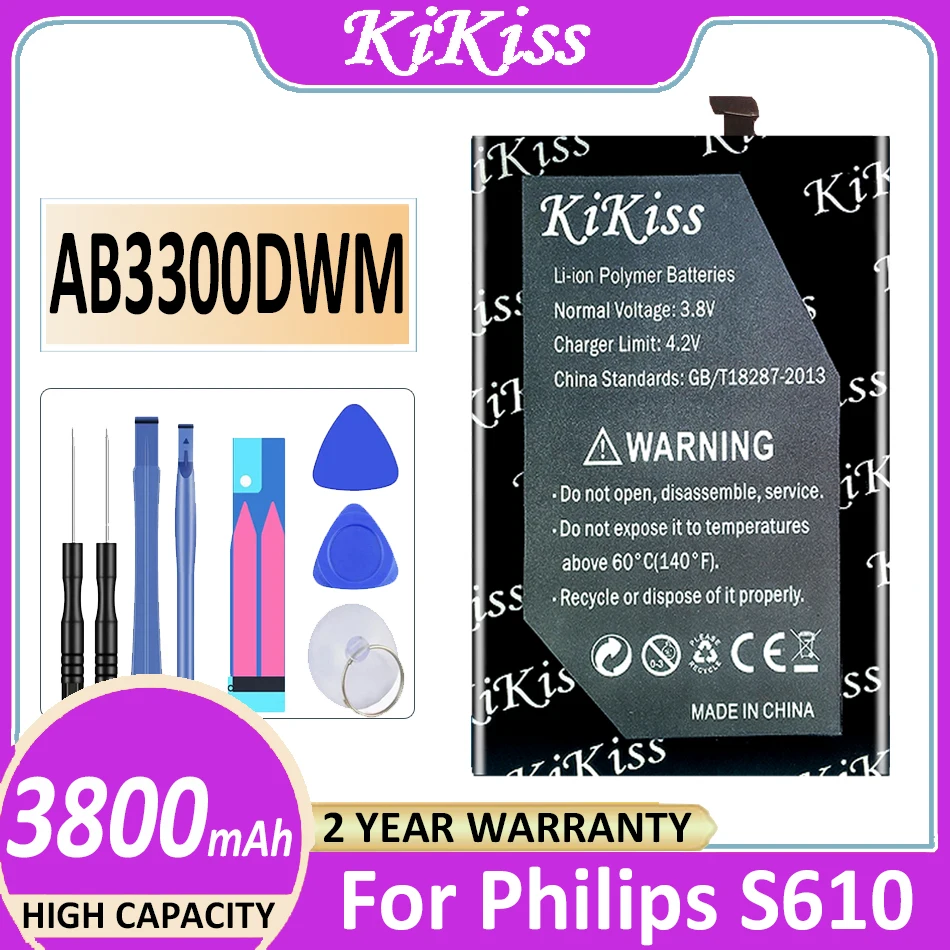 

Оригинальный аккумулятор KiKiss AB3300DWM 3800 мАч для Philips S610 мобильный телефон Bateria