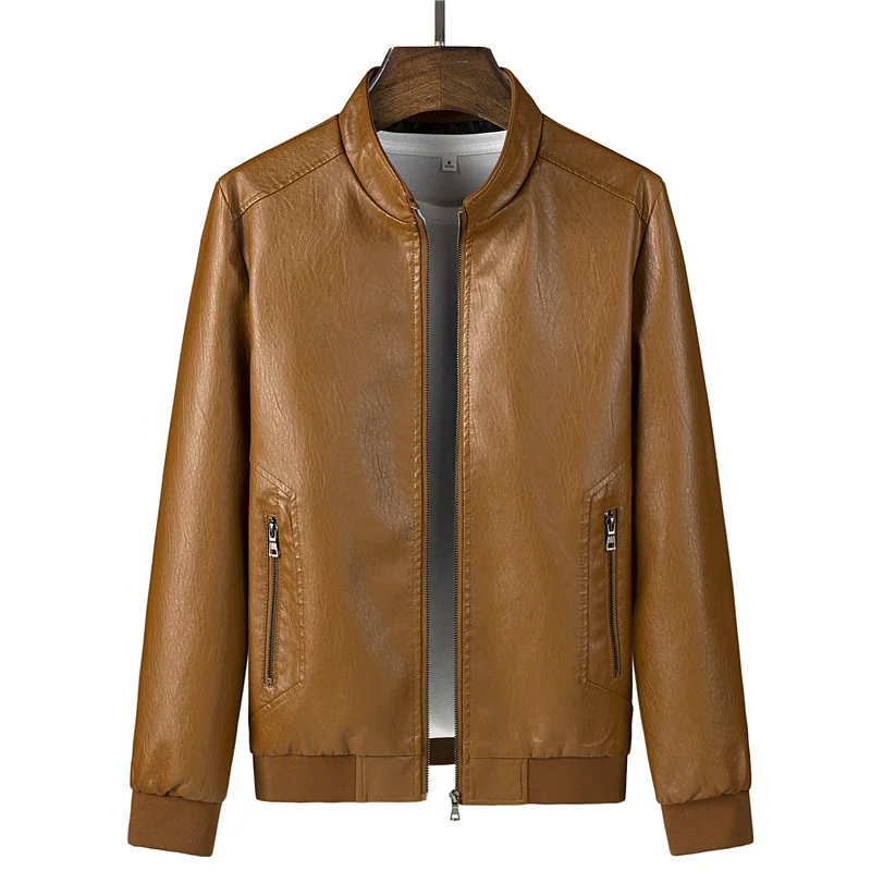 

New arrive Europe Size large size Leather Jacket men Brand Male Bomber Motorcycle Biker Men's Coat jaqueta de couro masculina