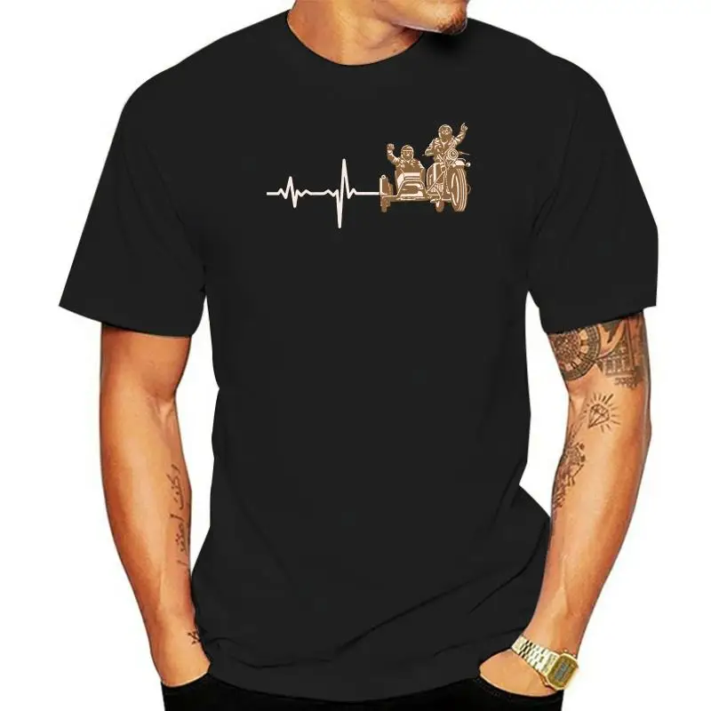 

Gift Heartbeat Motorcycle Sidecar T Shirt Big Sizes Letter Fit Classic Mens T Shirts Printing Summer Style Quirky Men Tops