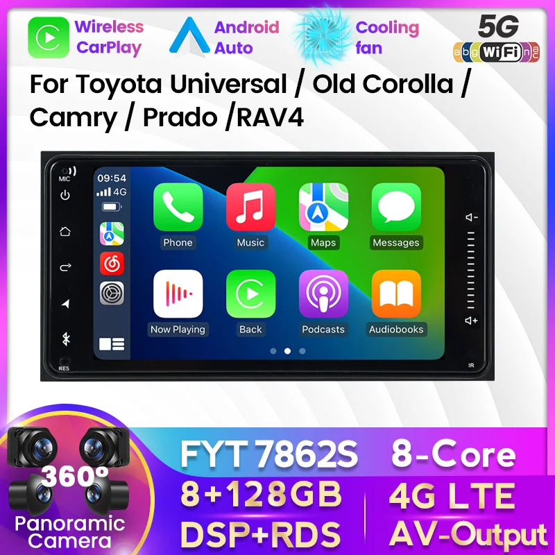 Автомагнитола Carplay 2 Din Android 11 с GPS и мультимедийным видеоплеером для Toyota COROLLA VIOS CROWN CAMRY HIACE PREVIA RAV4 и др.